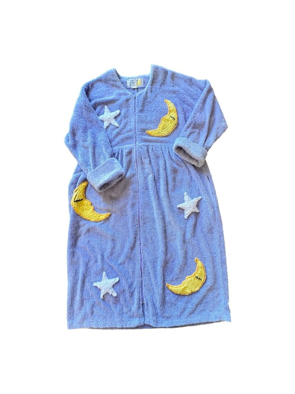 Vintage 90s Canyon Group by Damze Chenille Moon & Stars Celestial Robe Size L